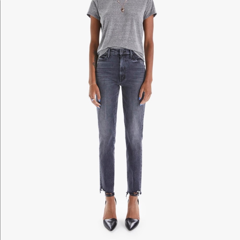 Mother Denim High Waisted Rascal Ankle Step Fray Jeans